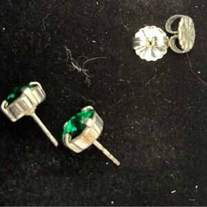 Sabika Silver and Green Crystal Earrings